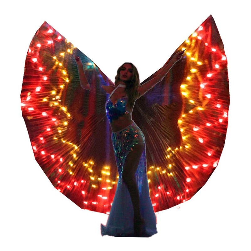 SHINYOU SHINYO LED Isis Wings Glow Light Up Belly Dance Wing Club Dress For Party Halloween Rave Performance Clothing Carniva (Flame) - Image 1